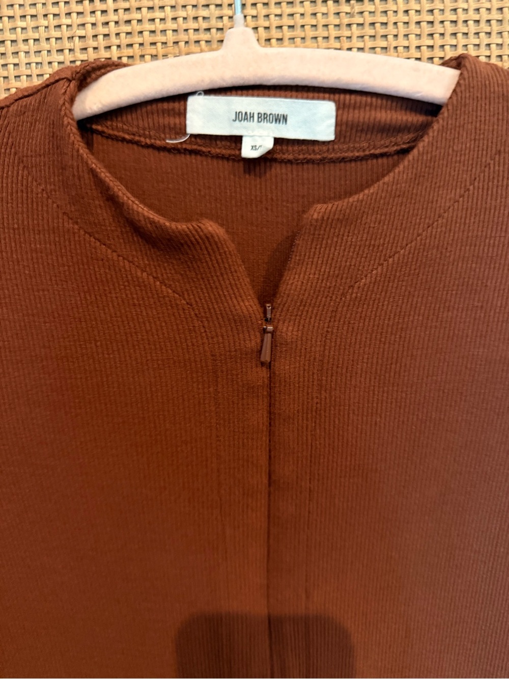 Joah Brown Oxblood Flex Rib Invisible Zip Long Sleeve Top XS/S - Picture 6 of 8